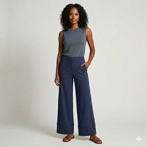 Rhone Womens Navy Blue Wide Leg High Rise Recycled Polyester Pants Size 4